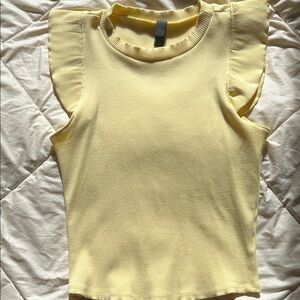 Francesca's Collections Light Yellow Ribbed Tank Top